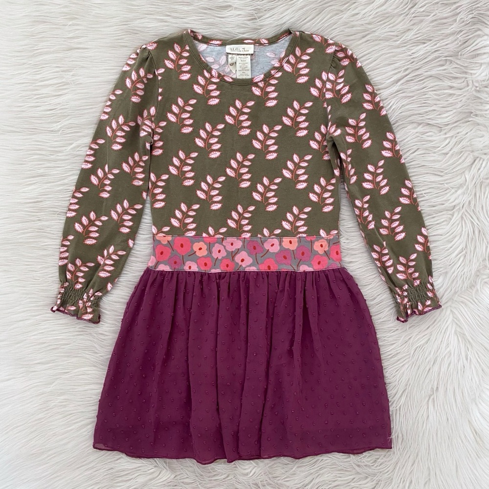Matilda Jane Moonlit Meadows Purple Green Floral Long Sleeve Secret Fields Dress